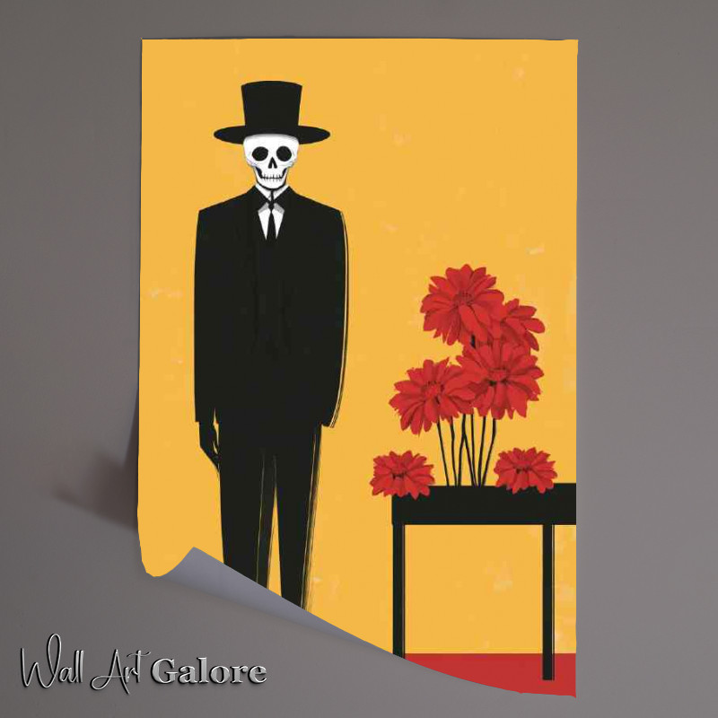 Buy Unframed Poster : (Man in a black suit and top hat with a skull like)