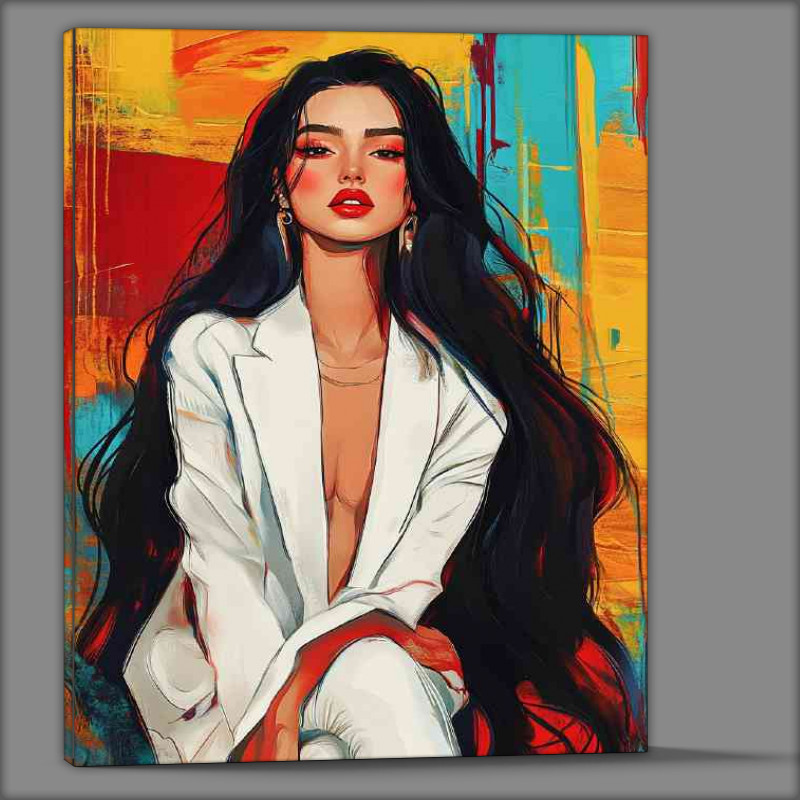 Buy Canvas : (Woman with long black hair she is wearing white)