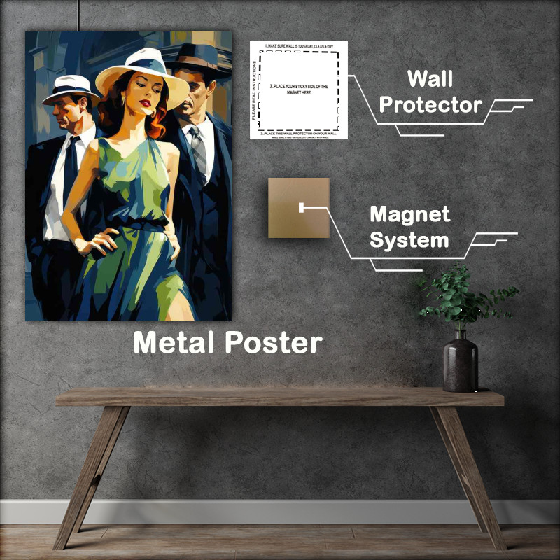 Buy Metal Poster : (Lady in green dress retro)