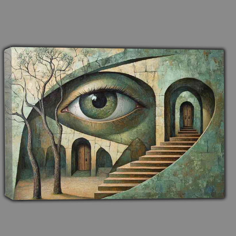 Buy Canvas : (A surreal painting of an eye with trees)