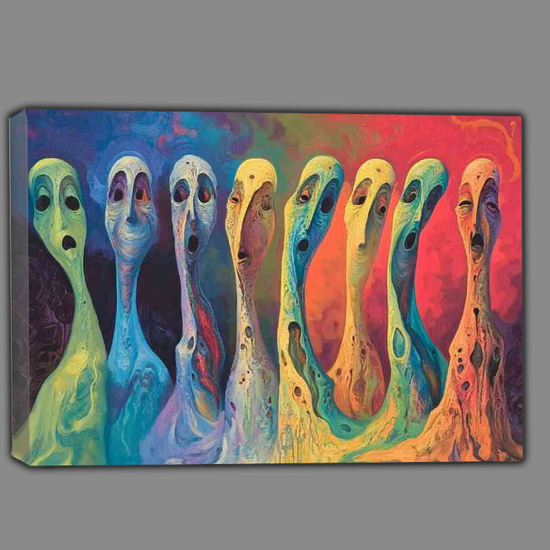 Buy Canvas : (A surreal painting of several elongated stylized figures)