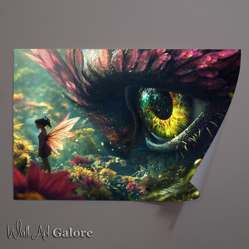 Buy Unframed Poster : (Large eye is watching over the girl a small fairy)