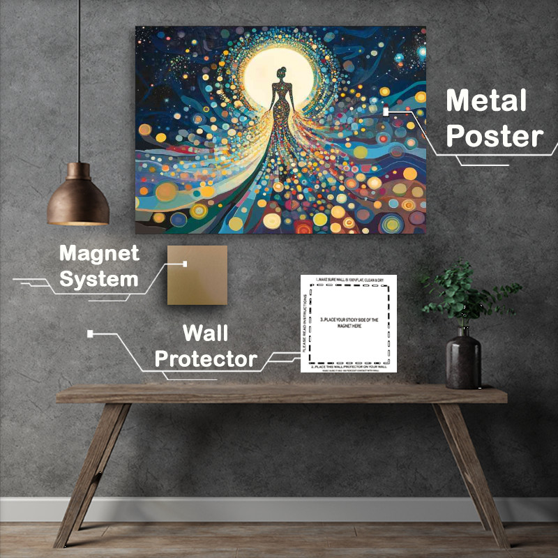 Buy Metal Poster : (Standing woman made of many colorful circles)