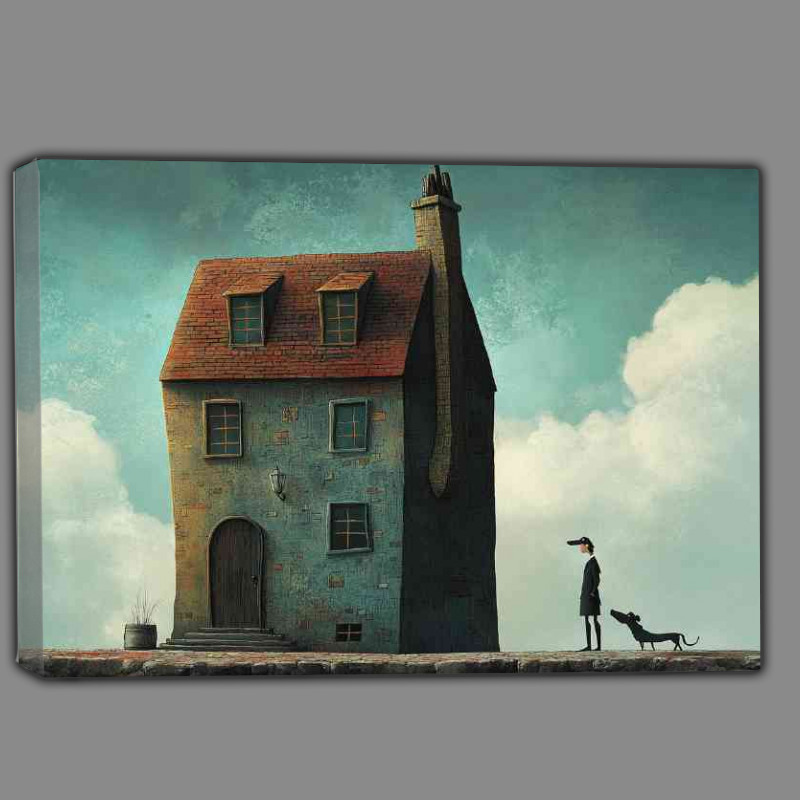 Buy Canvas : (Surreal man walking his pet dog)