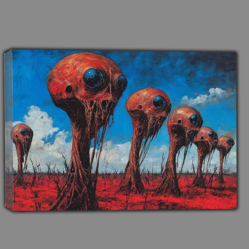 Buy Canvas : (Surreal red alien heads)