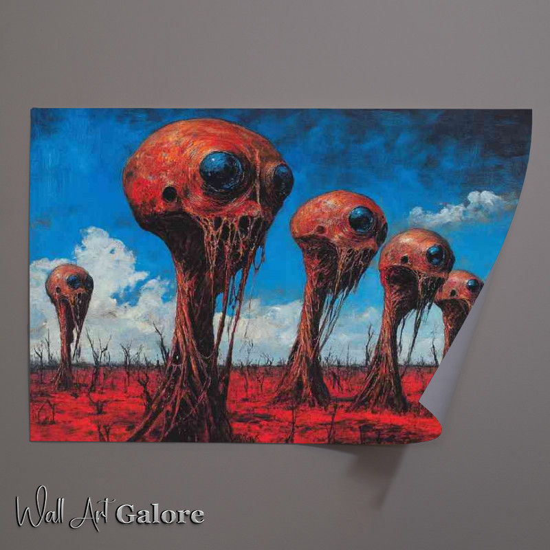 Buy Unframed Poster : (Surreal red alien heads)