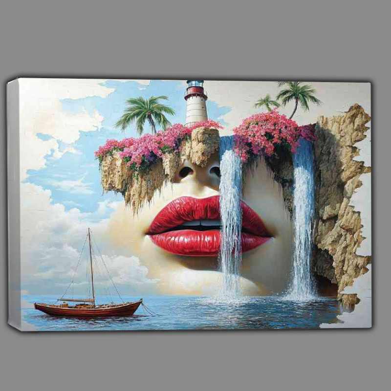 Buy Canvas : (Surrealistic painting of a beautiful womans face sea)