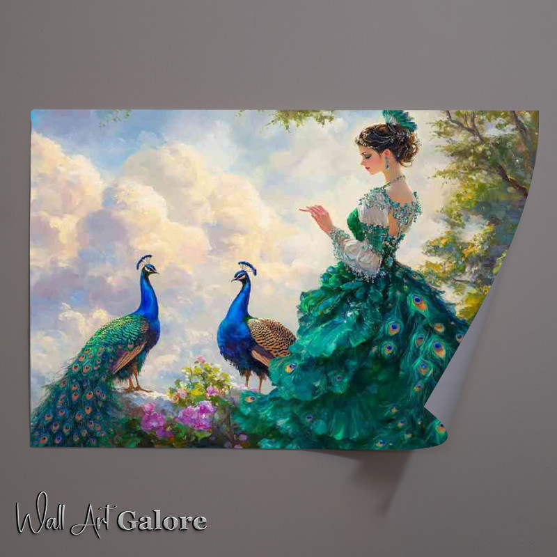 Buy Unframed Poster : (Woman in an emerald dress with peacocks)