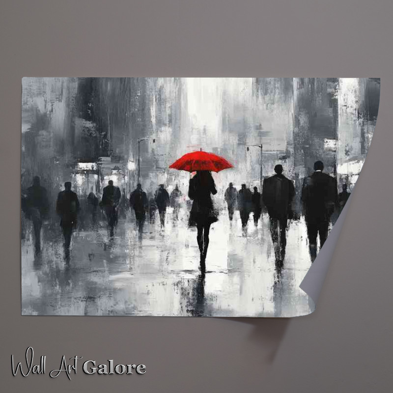 Buy Unframed Poster : (Woman with an umbrella walks through the city)
