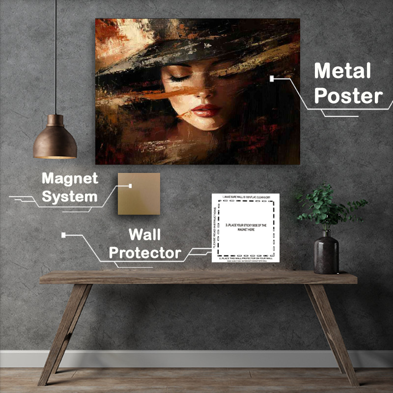 Buy Metal Poster : (Woman with closed eyes wearing an elegant hat)