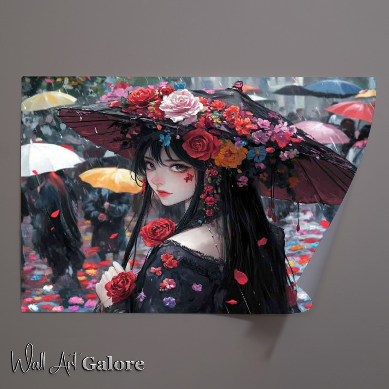 Buy Unframed Poster : (Woman with long black hair and flowers)