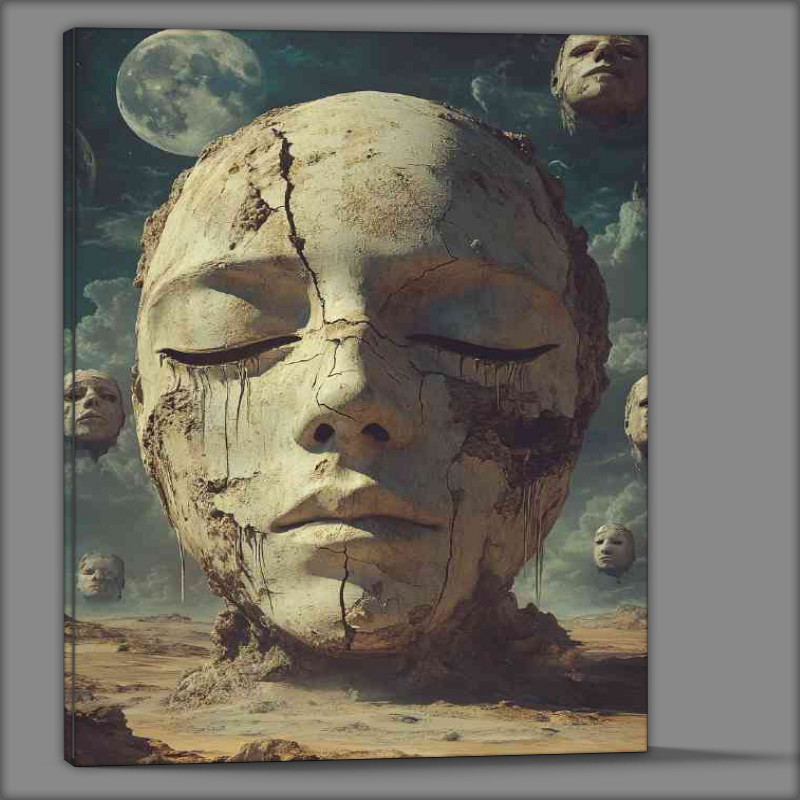 Buy Canvas : (A surreal digital artwork portraying an oversized face)
