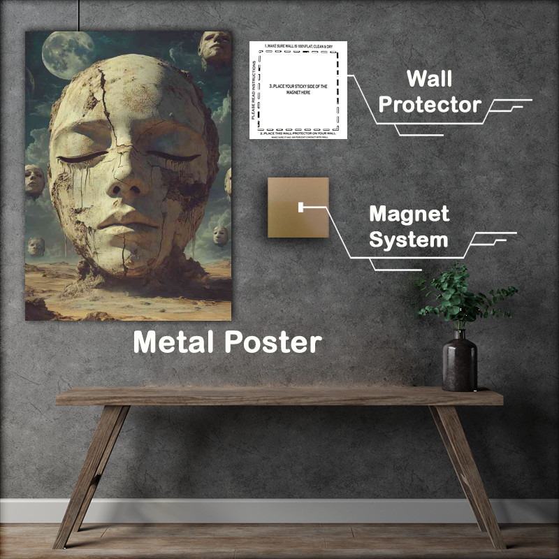 Buy Metal Poster : (A surreal digital artwork portraying an oversized face)