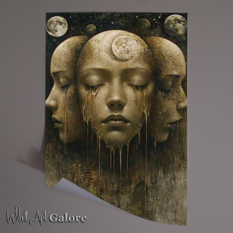 Buy Unframed Poster : (A surreal painting of multiple faces with closed eyes)