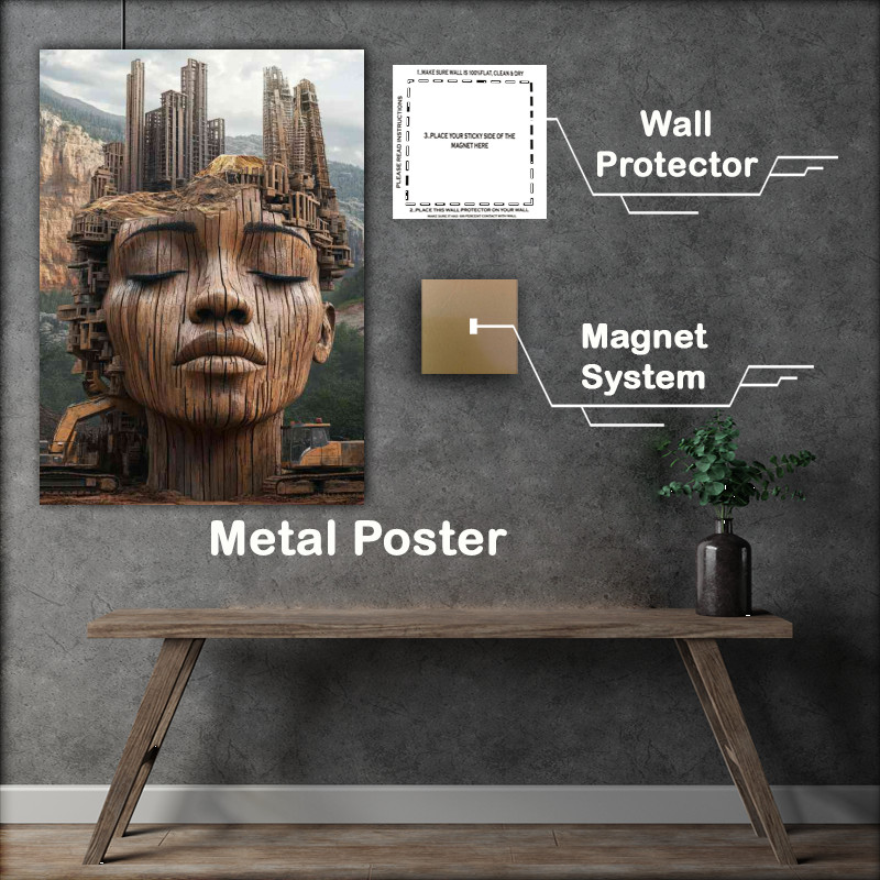 Buy Metal Poster : (African womans face is made of wood)