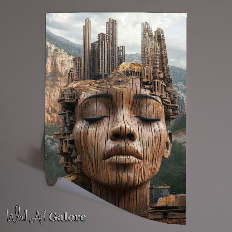 Buy Unframed Poster : (African womans face is made of wood)