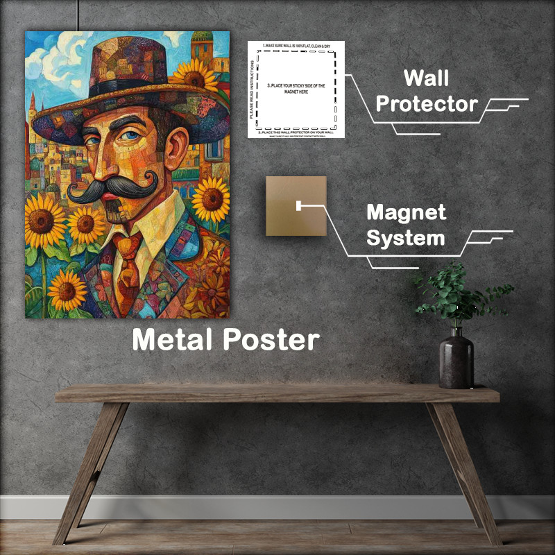 Buy Metal Poster : (Cubist painting of a handsome man)