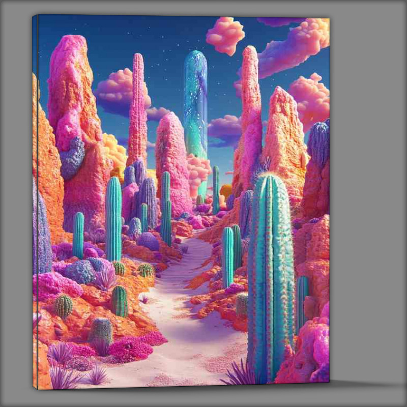 Buy Canvas : (Desert cacti and surreal landscape)