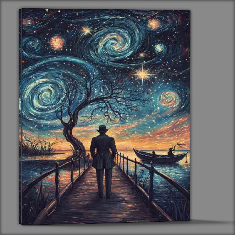 Buy Canvas : (Edwardian gentleman staning on the jetty)