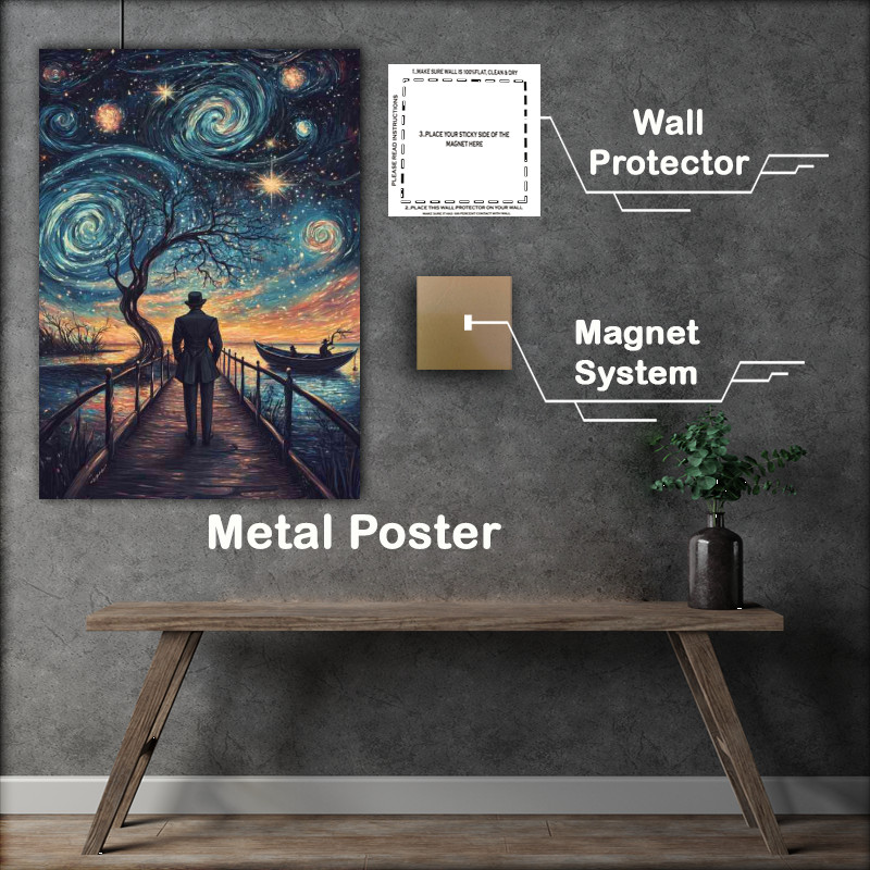 Buy Metal Poster : (Edwardian gentleman staning on the jetty)