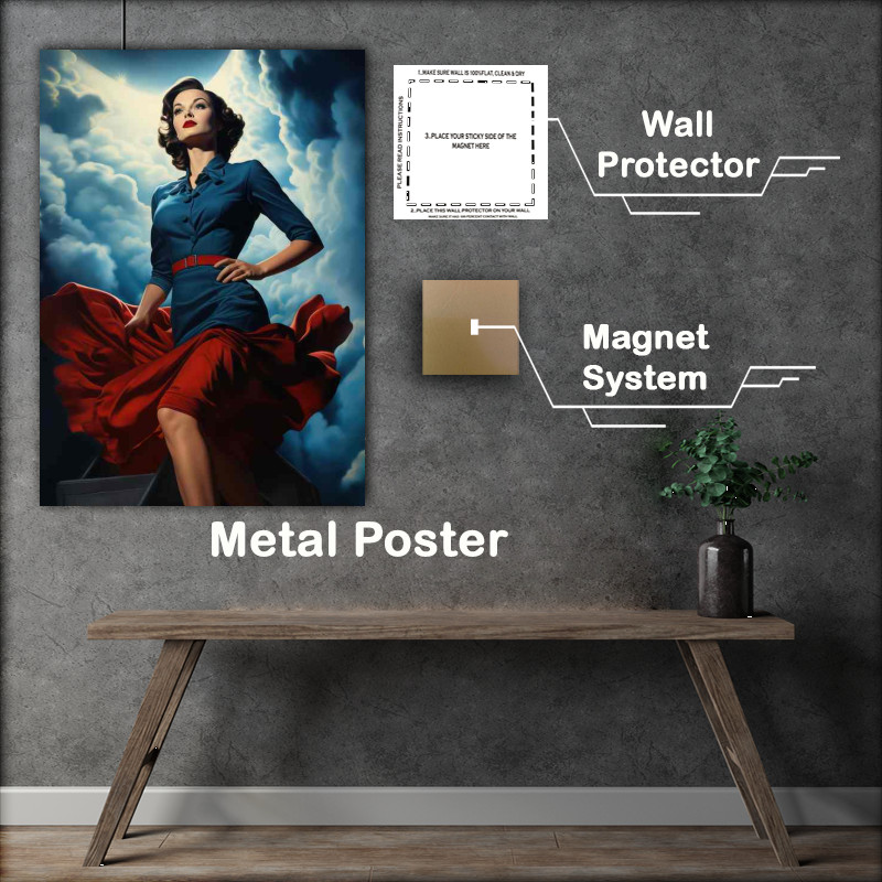 Buy Metal Poster : (Retro girl in a red dress)