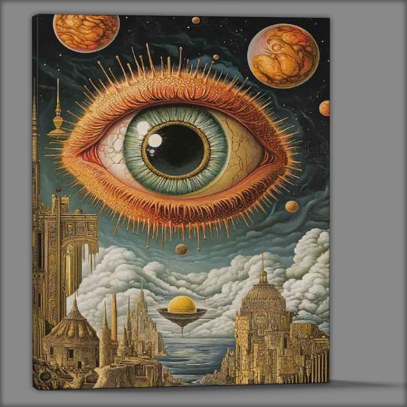 Buy Canvas : (Surreal hyperbolic alien world of art deco a giant eye)