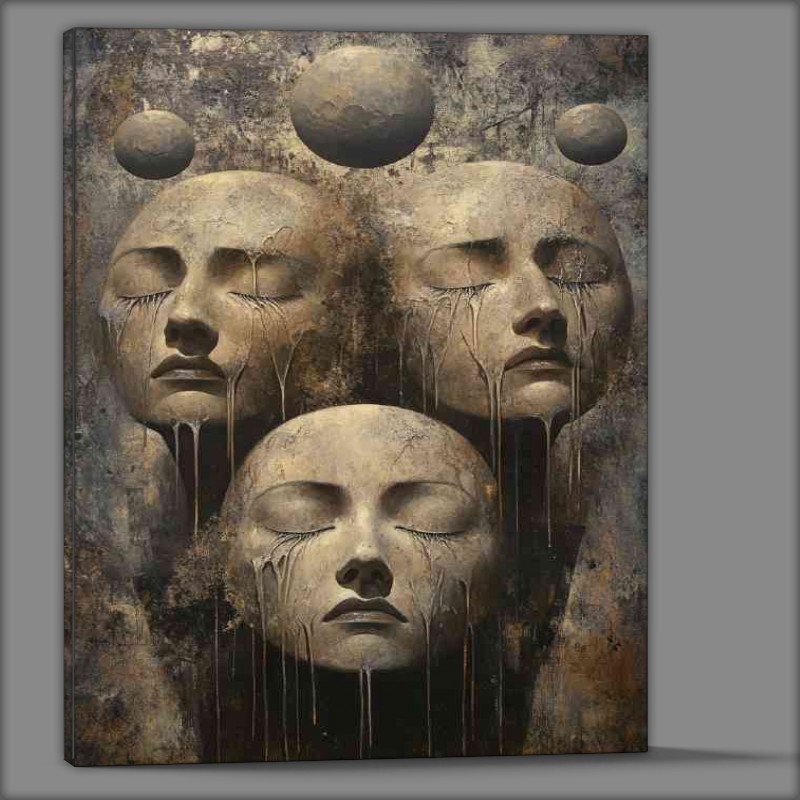 Buy Canvas : (Surreal multiple faces with closed eyes)