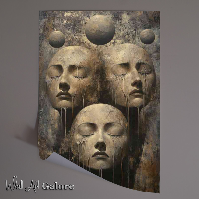 Buy Unframed Poster : (Surreal multiple faces with closed eyes)