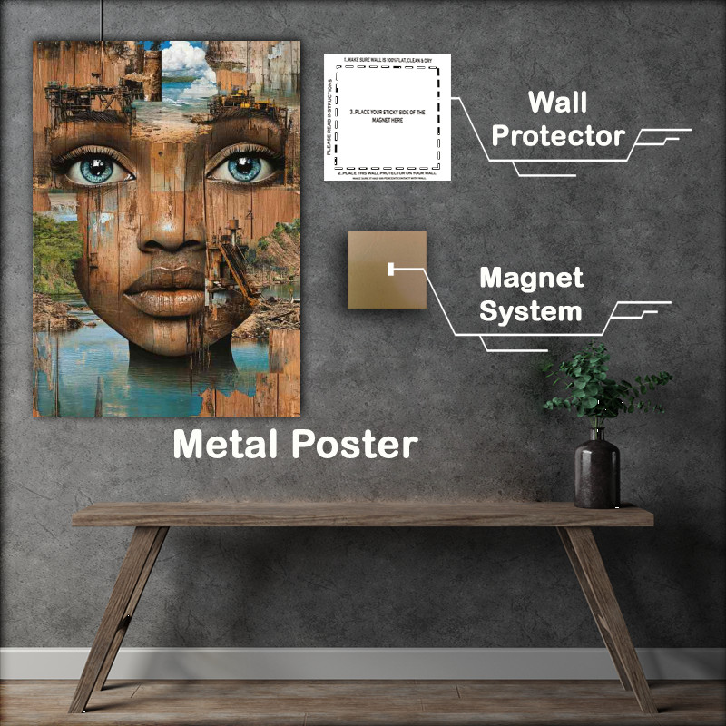 Buy Metal Poster : (Surrealistic art of an African womans face)