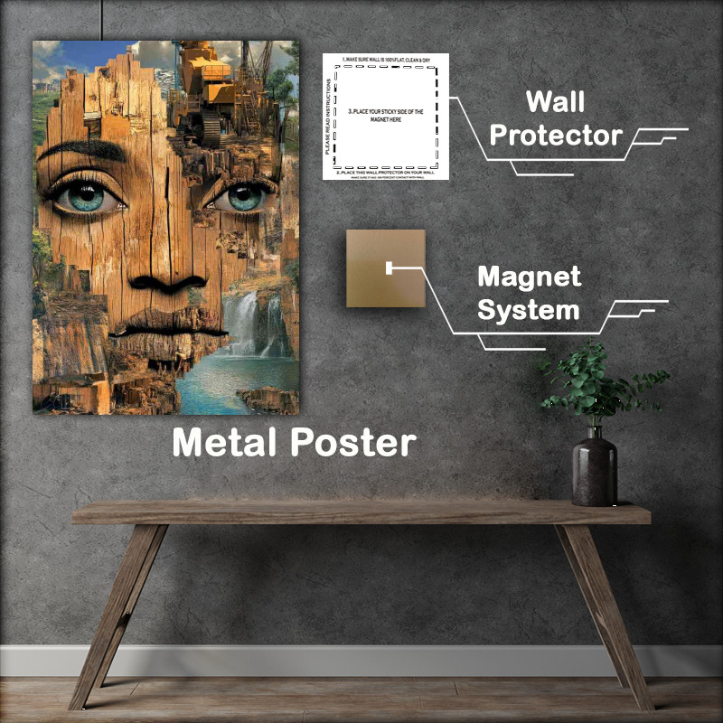 Buy Metal Poster : (Surrealistic art print of an African womans face)