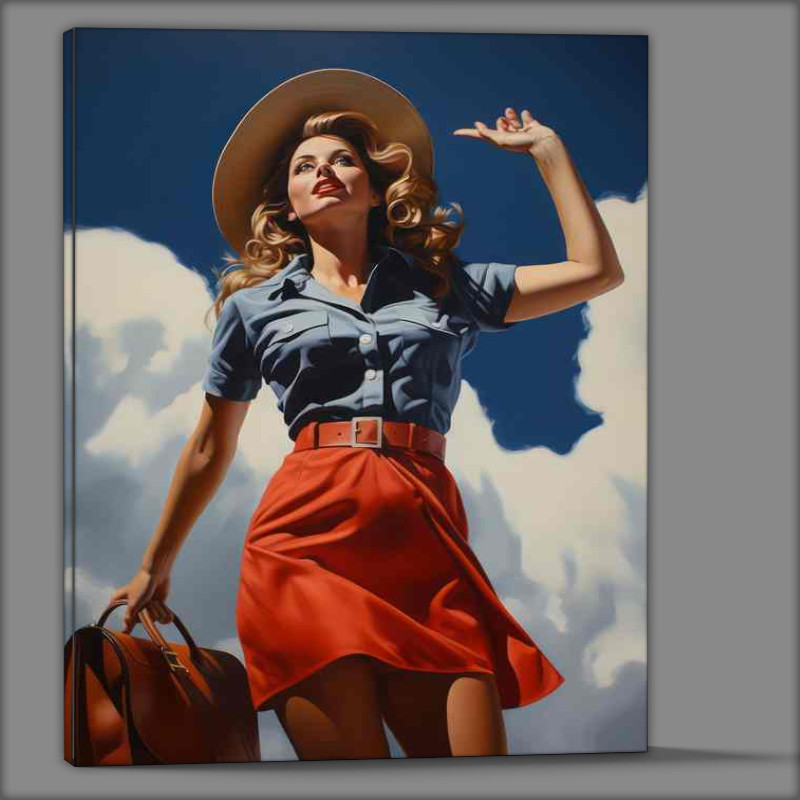 Buy Canvas : (retro girl on her wat to the airport)