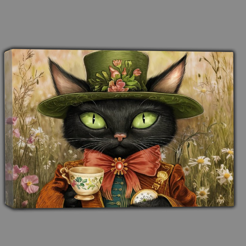 Buy Canvas : (Black cat with striking green eyes)