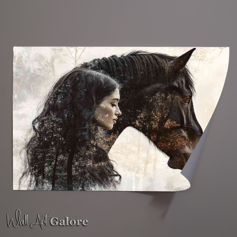Buy Unframed Poster : (Double exposure of a woman and a horse)