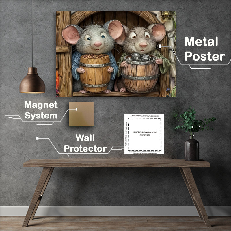 Buy Metal Poster : (Two anthropomorphic mice peeking out)