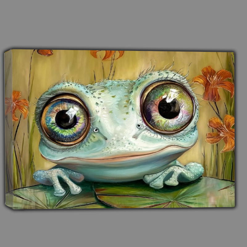Buy Canvas : (Whimsical a frog with large mesmerized)