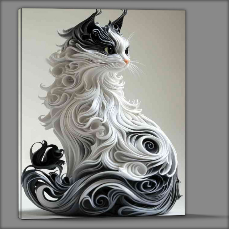 Buy Canvas : (Beautiful cat made of white and black swirls)