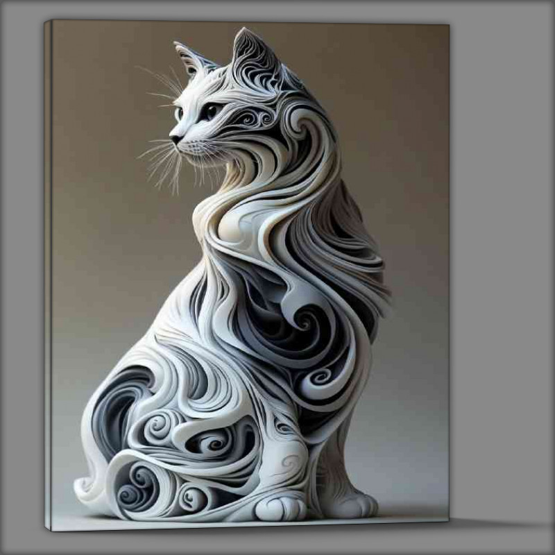 Buy Canvas : (Cat made of white and black swirls)