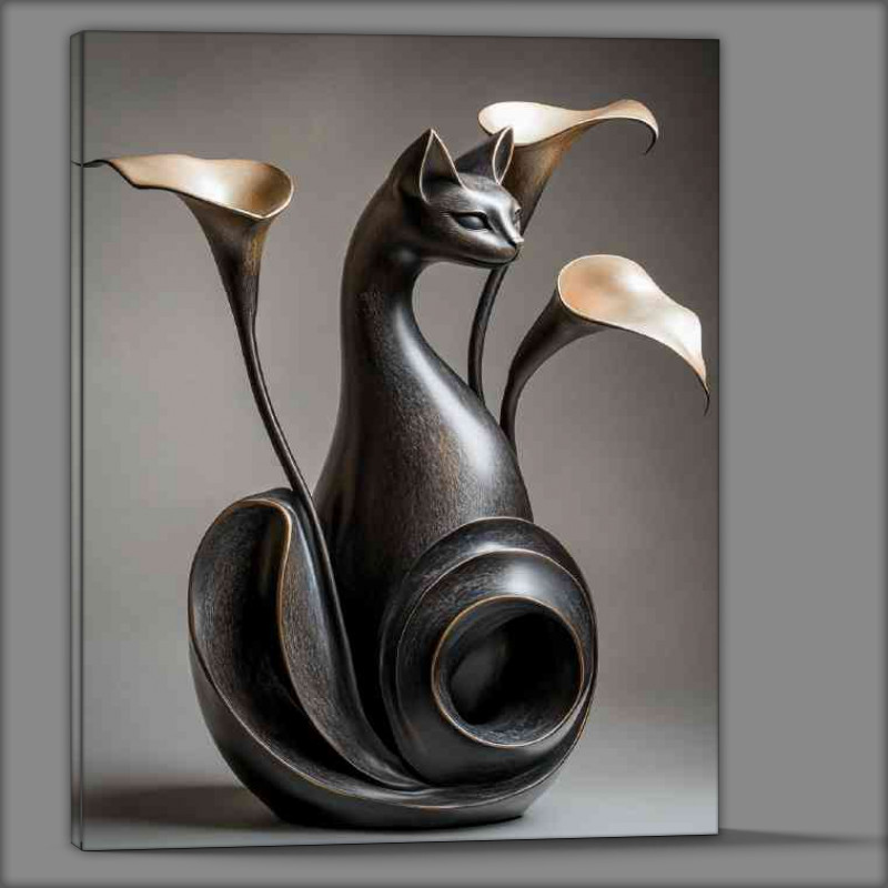 Buy Canvas : (Cats calla lilies three dimensional sculpture style)