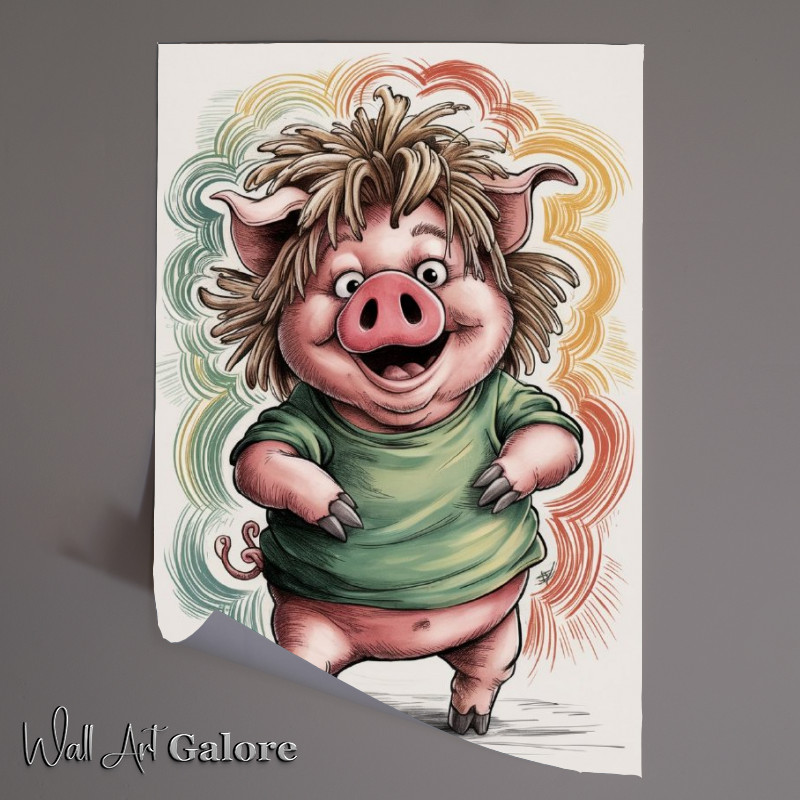 Buy Unframed Poster : (Colour graphite pencil drawing of a happy pig)