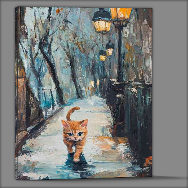 Buy Canvas : (Kitten walks along the embankment in Paris)