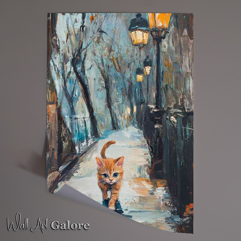 Buy Unframed Poster : (Kitten walks along the embankment in Paris)