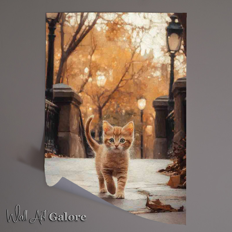 Buy Unframed Poster : (Kitten walks along the road in New Yorks Central Park)