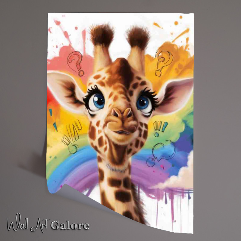 Buy Unframed Poster : (The catoon baby girraffe with rainbow colours)