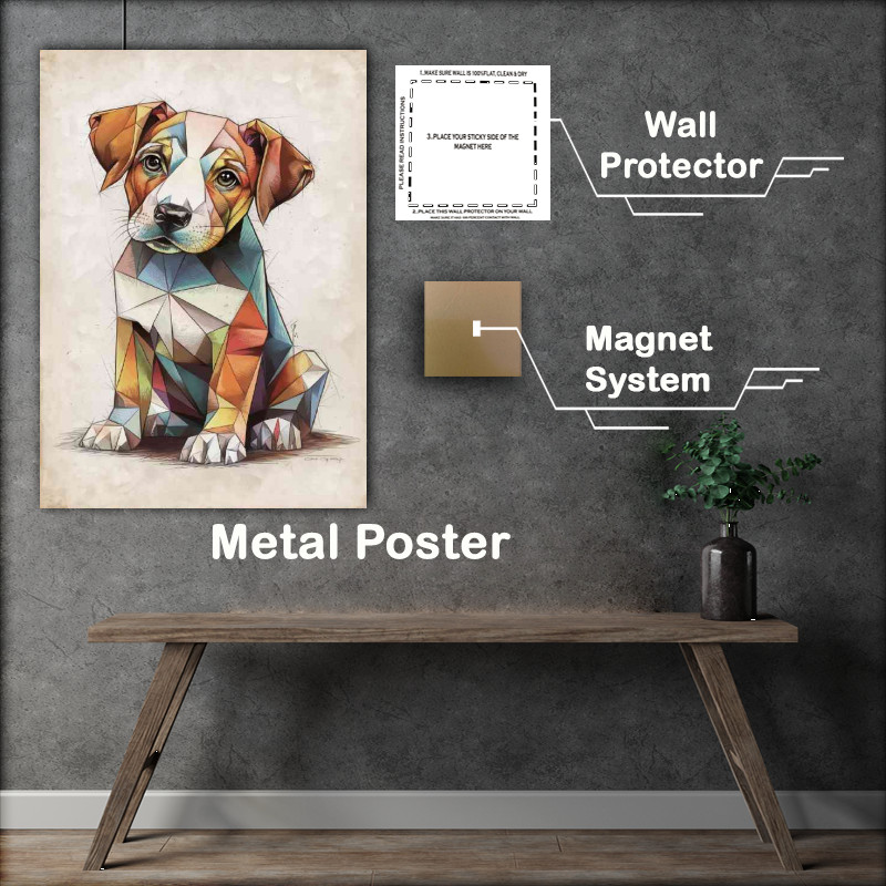 Buy Metal Poster : (The geometric little puppy dog earty colours)