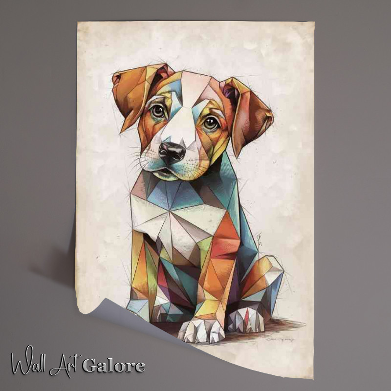 Buy Unframed Poster : (The geometric little puppy dog earty colours)