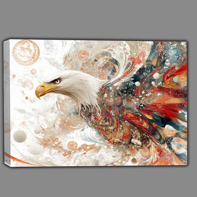 Buy Canvas : (Bald eagle with wings spread in a colorful and dynamic)