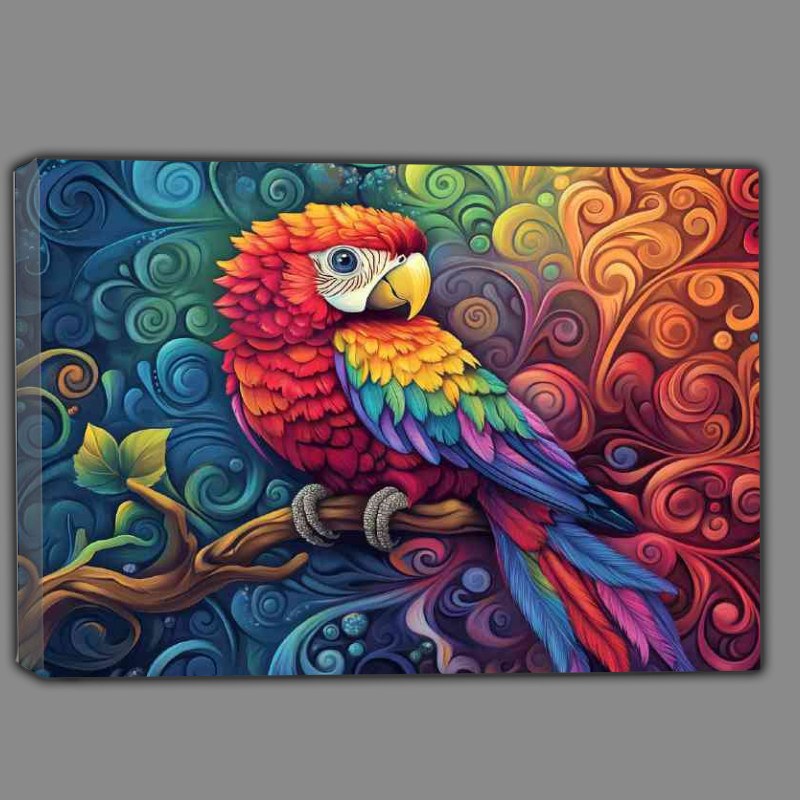 Buy Canvas : (Beautiful colorful parrot sitting on a tree branch)