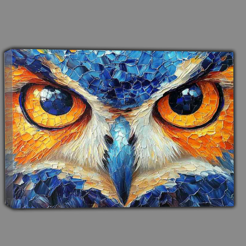 Buy Canvas : (Beautiful owl eyes mosaic style painting with big eyesblue)