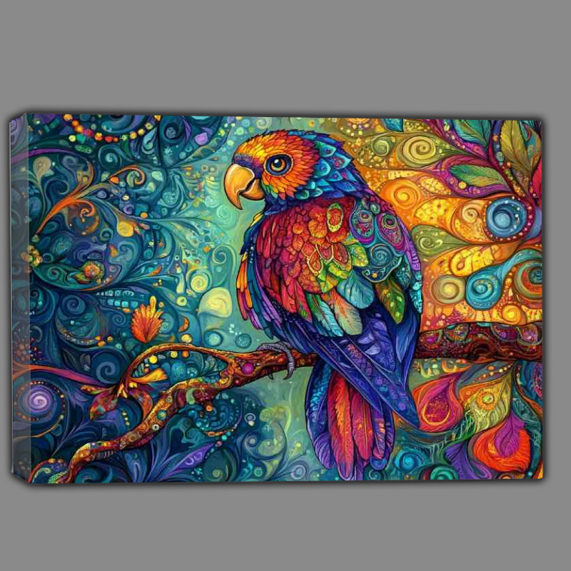 Buy Canvas : (Colorful parrot sitting on a tree branch)