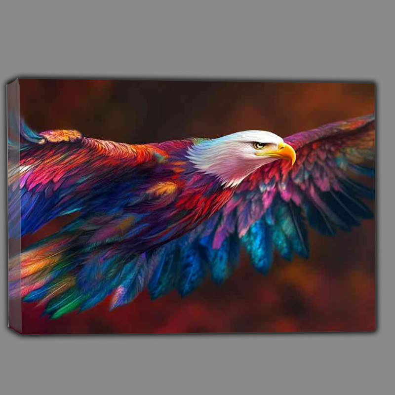 Buy Canvas : (Eagle in flight its feathers swirling)